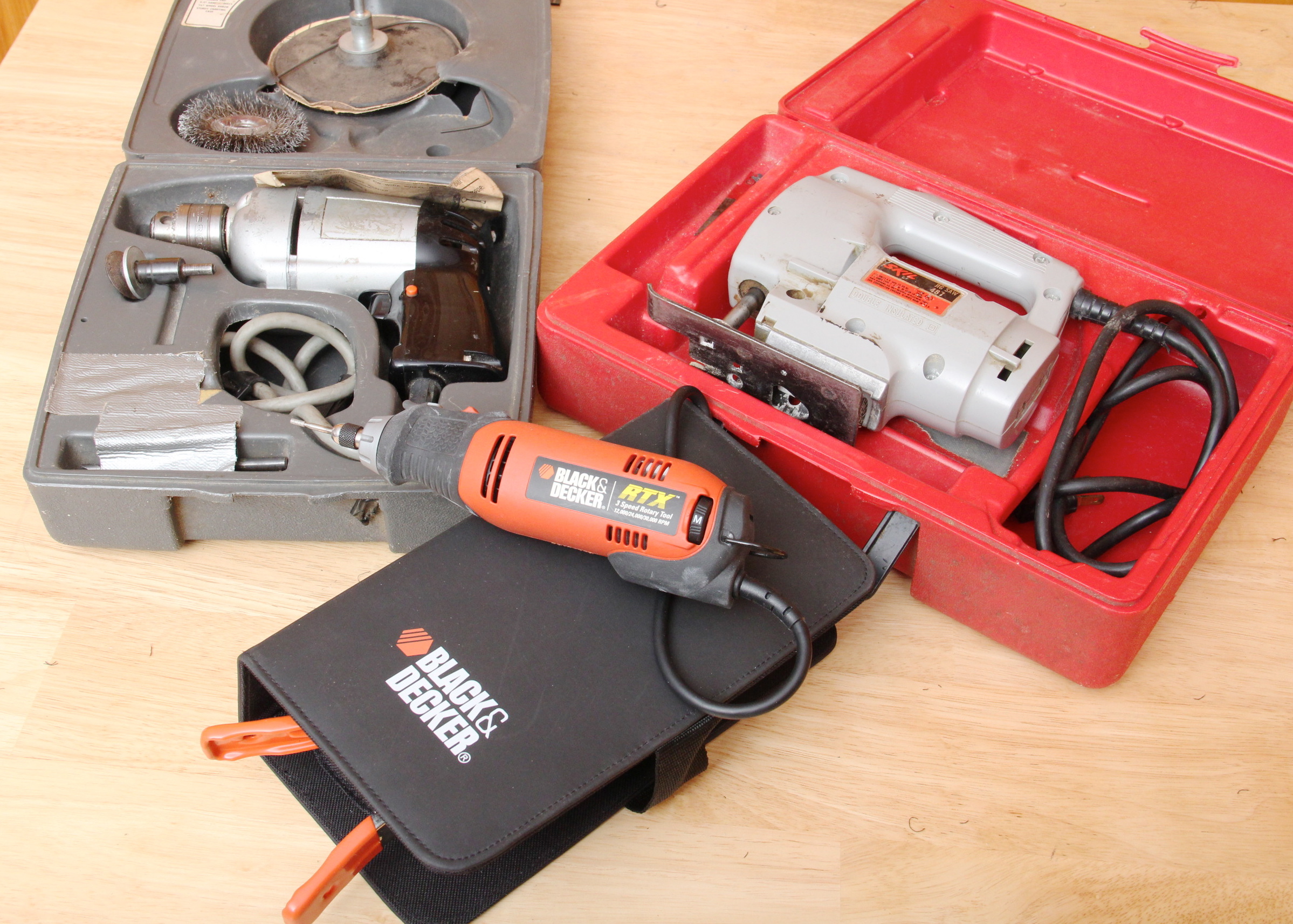Black & Decker Drill Kit, Rotary Tool, and Skil Jigsaw