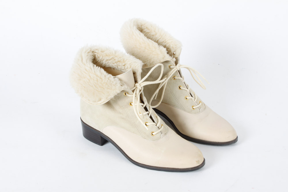 Nine West Cream Leather Boots