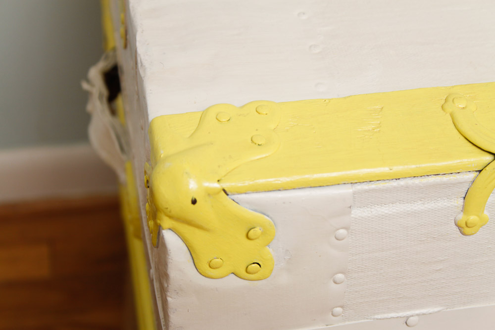 Painted Wood and Canvas Trunk