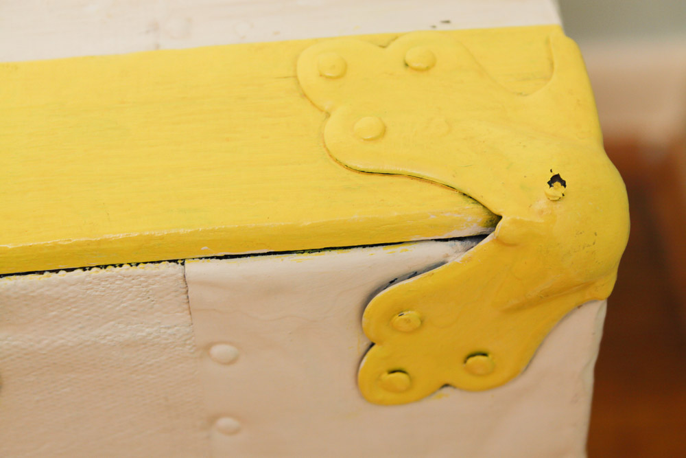 Painted Wood and Canvas Trunk