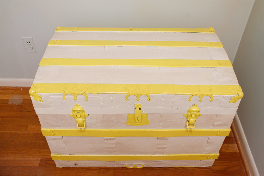 Painted Wood and Canvas Trunk