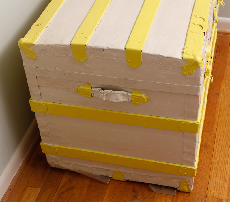 Painted Wood and Canvas Trunk