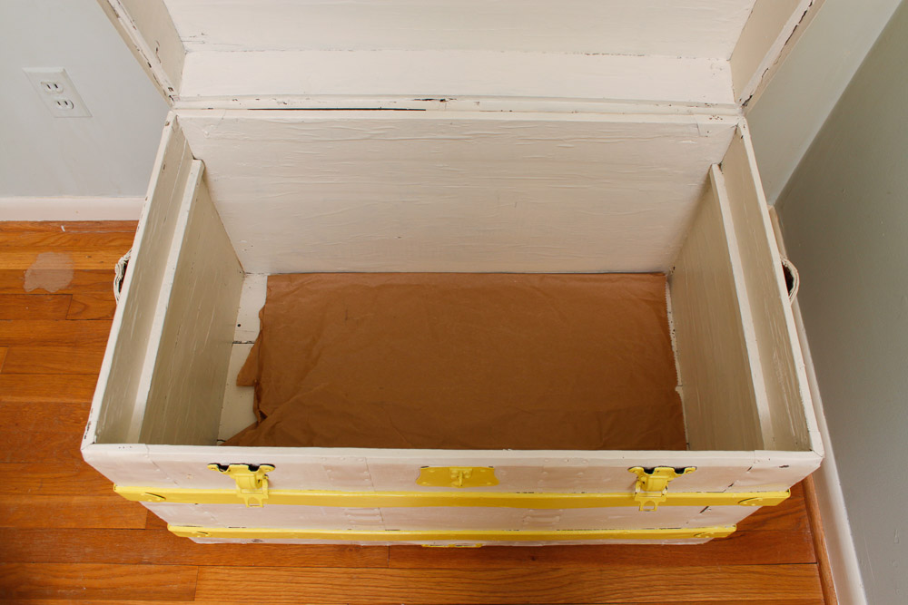 Painted Wood and Canvas Trunk