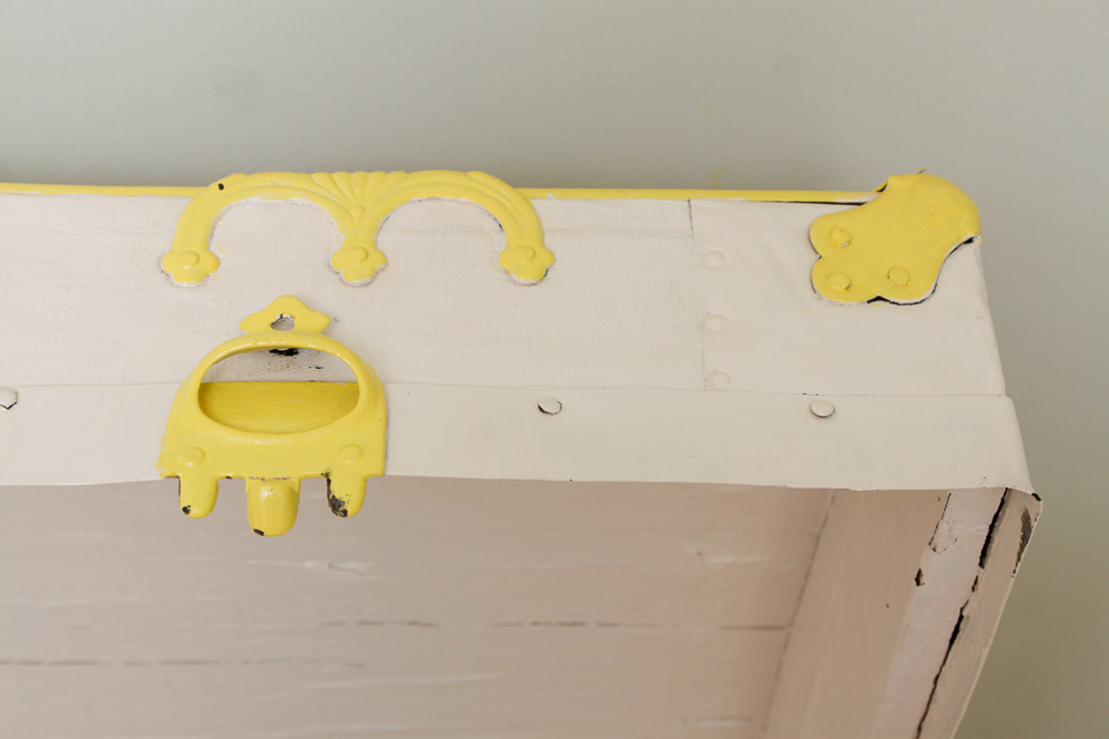 Painted Wood and Canvas Trunk