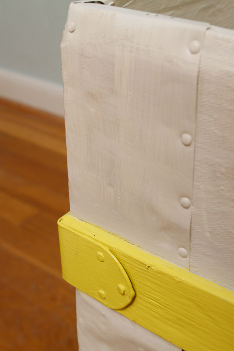 Painted Wood and Canvas Trunk