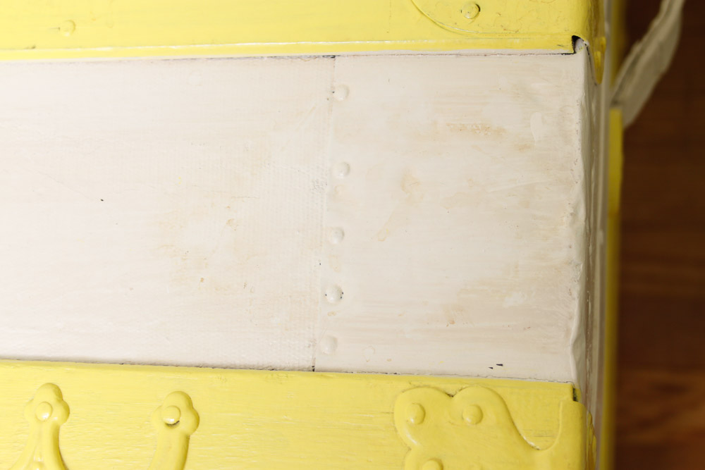 Painted Wood and Canvas Trunk