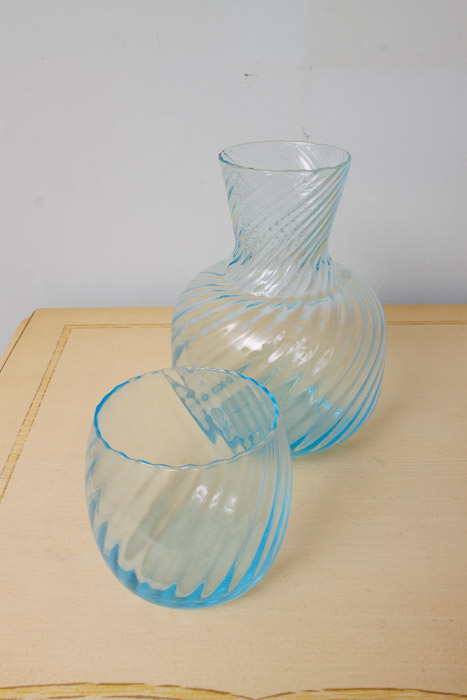 Blue Glass Bedside Decanters
