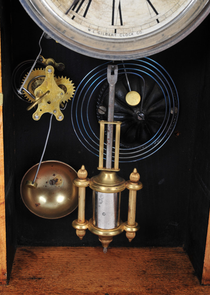 Wm. L. Gilbert Pressed Oak Mantel Clock