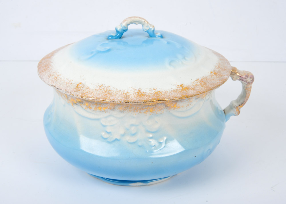 Antique Occo Limoges Lidded Chamber Pot