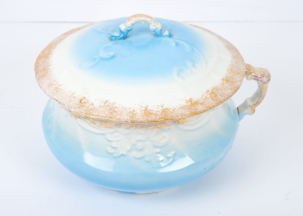 Antique Occo Limoges Lidded Chamber Pot