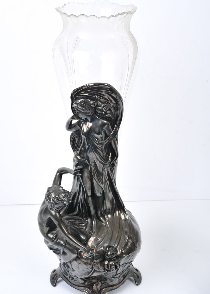 Pair of WMF Art Nouveau Style Figural Vases