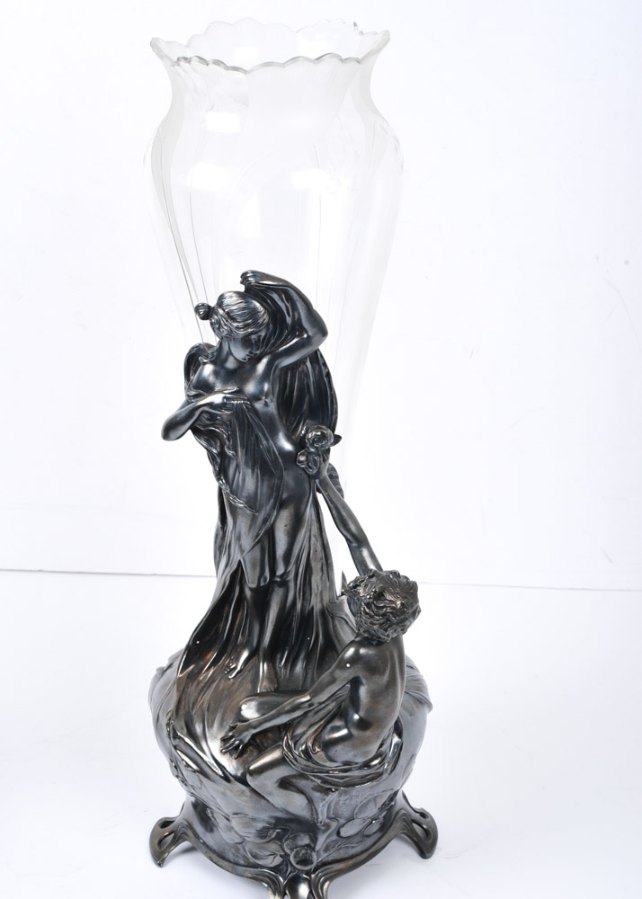 Pair of WMF Art Nouveau Style Figural Vases