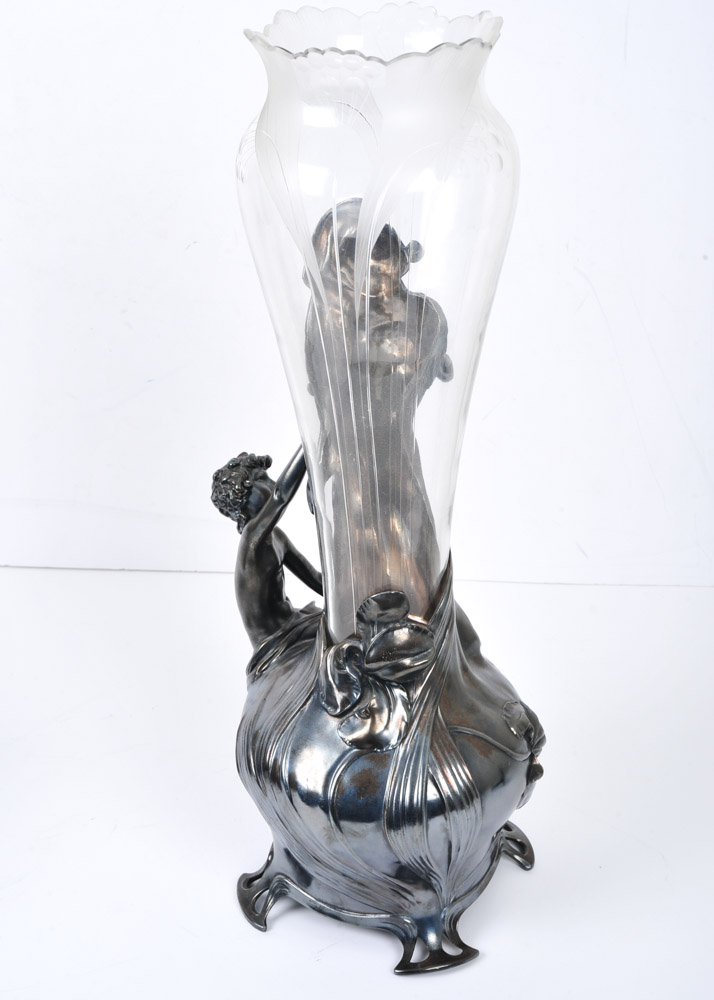 Pair of WMF Art Nouveau Style Figural Vases