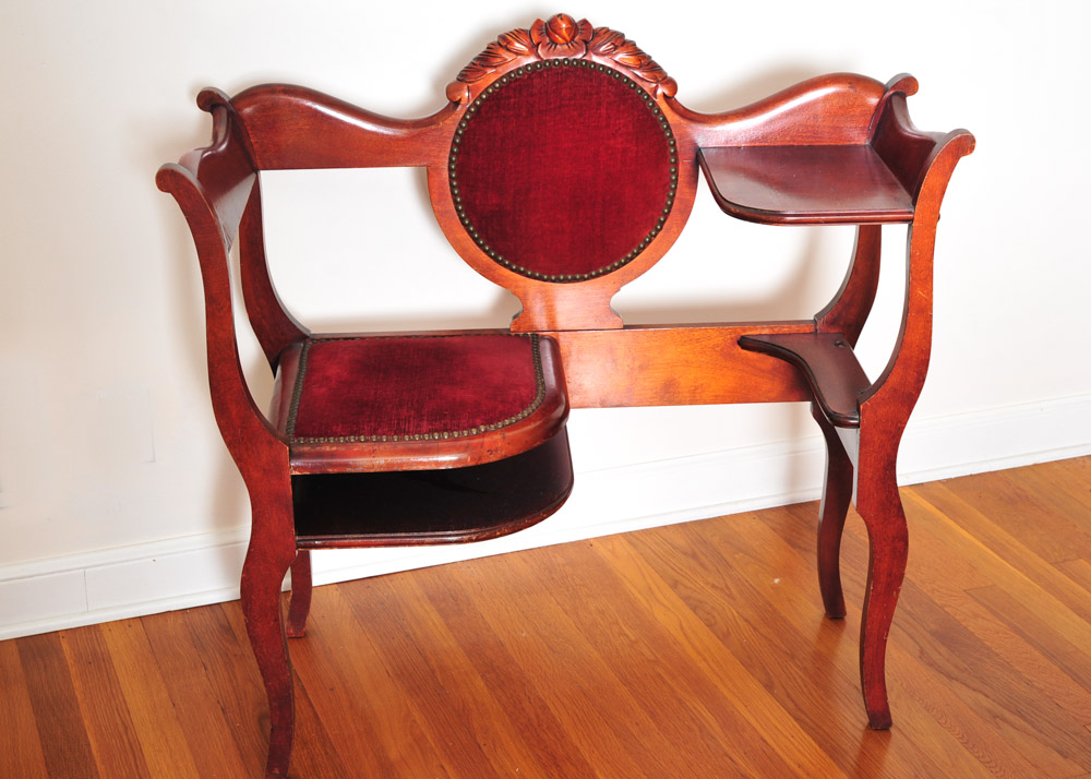 Cherry Finished Gossip Bench