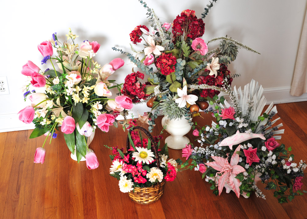 Assortment of Faux Flower Arrangements