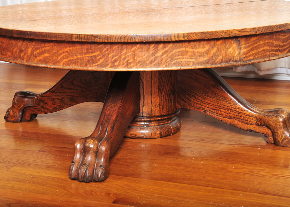 Claw Foot Oak Coffee Table
