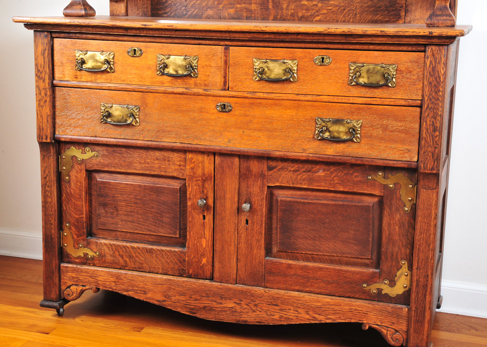 Antique Oak Victorian Sideboard