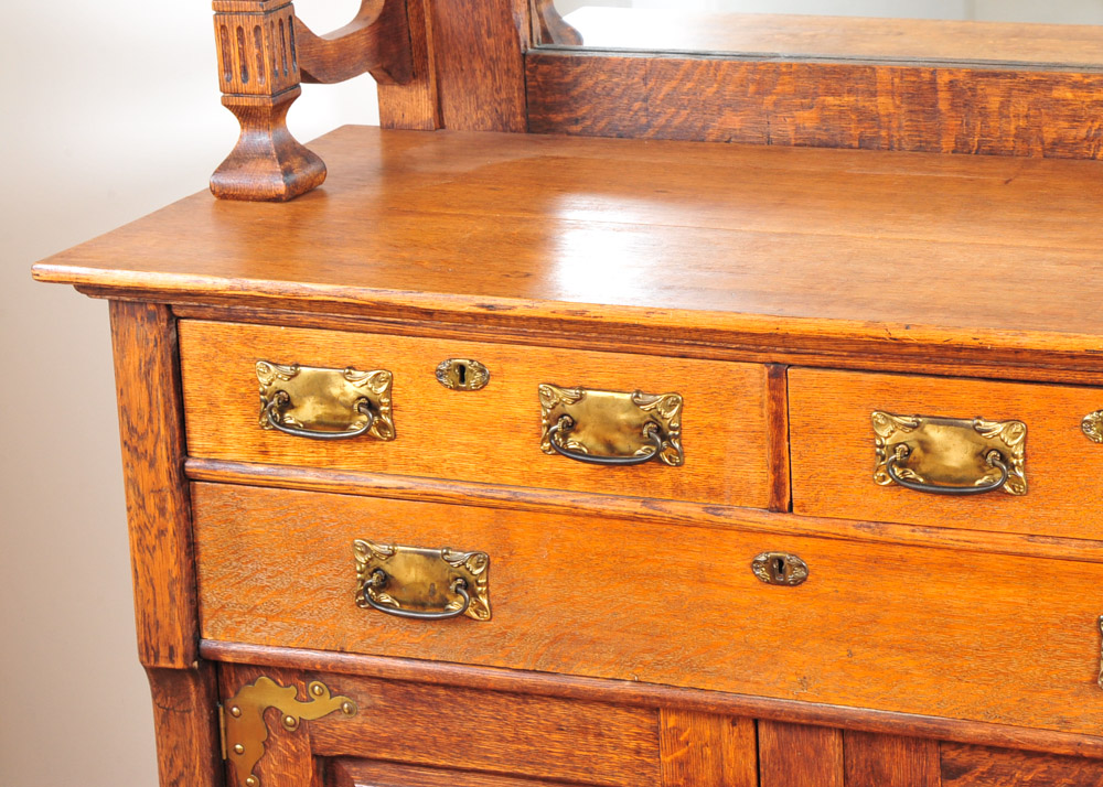 Antique Oak Victorian Sideboard