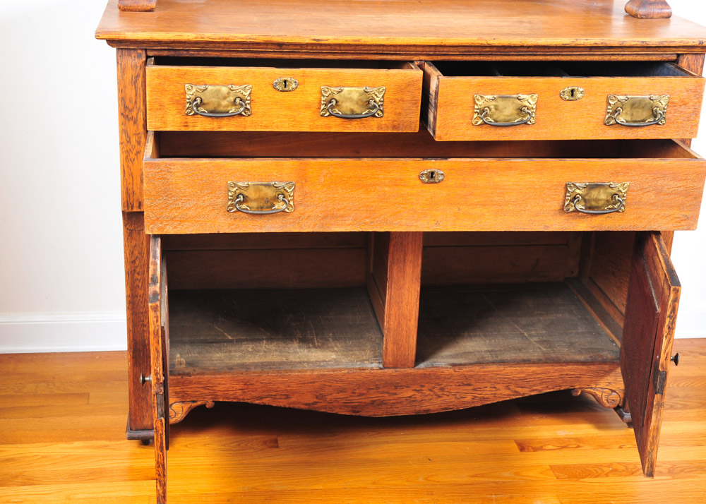 Antique Oak Victorian Sideboard