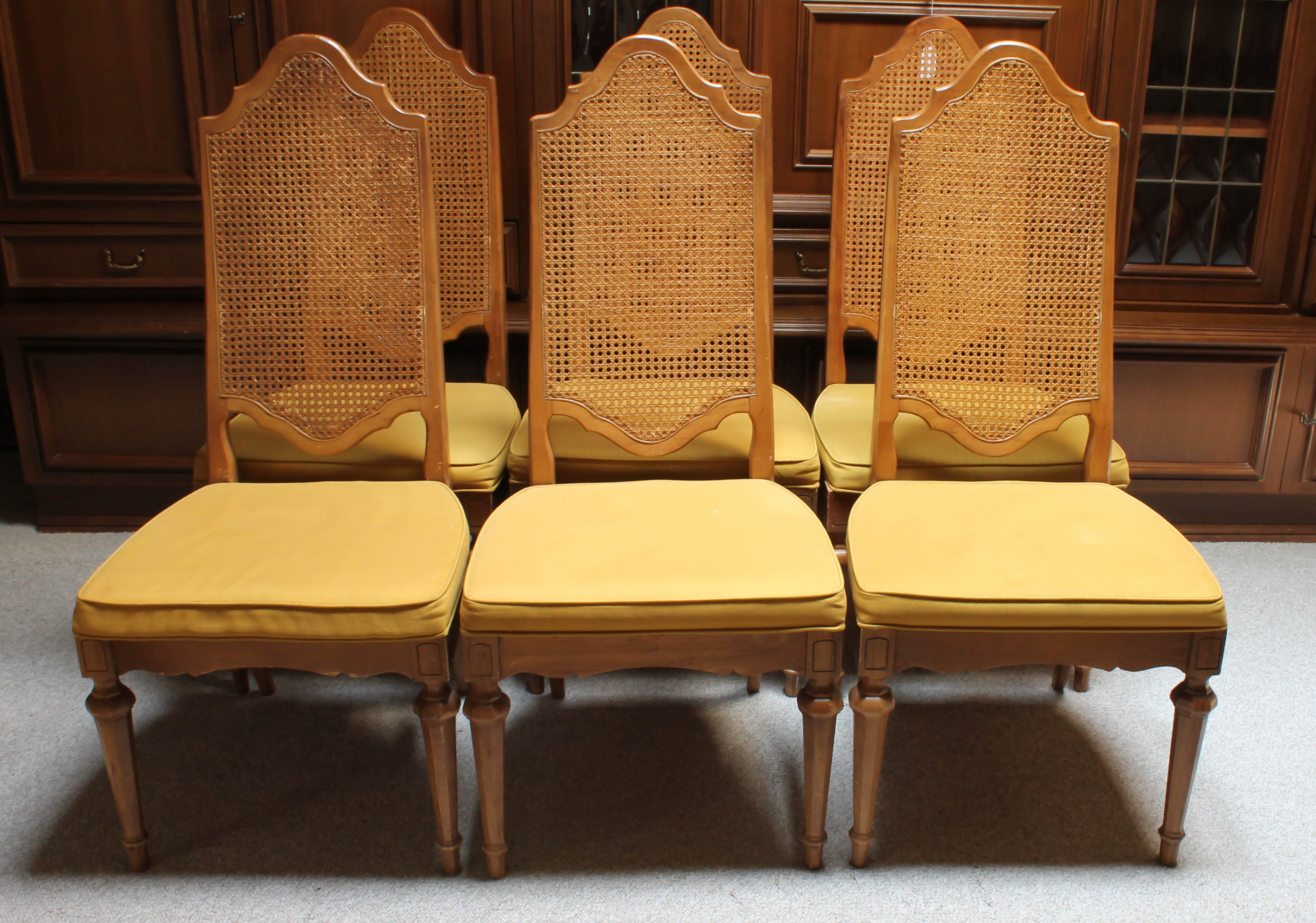 Set of Bernhardt Furniture Cane Dining Chairs