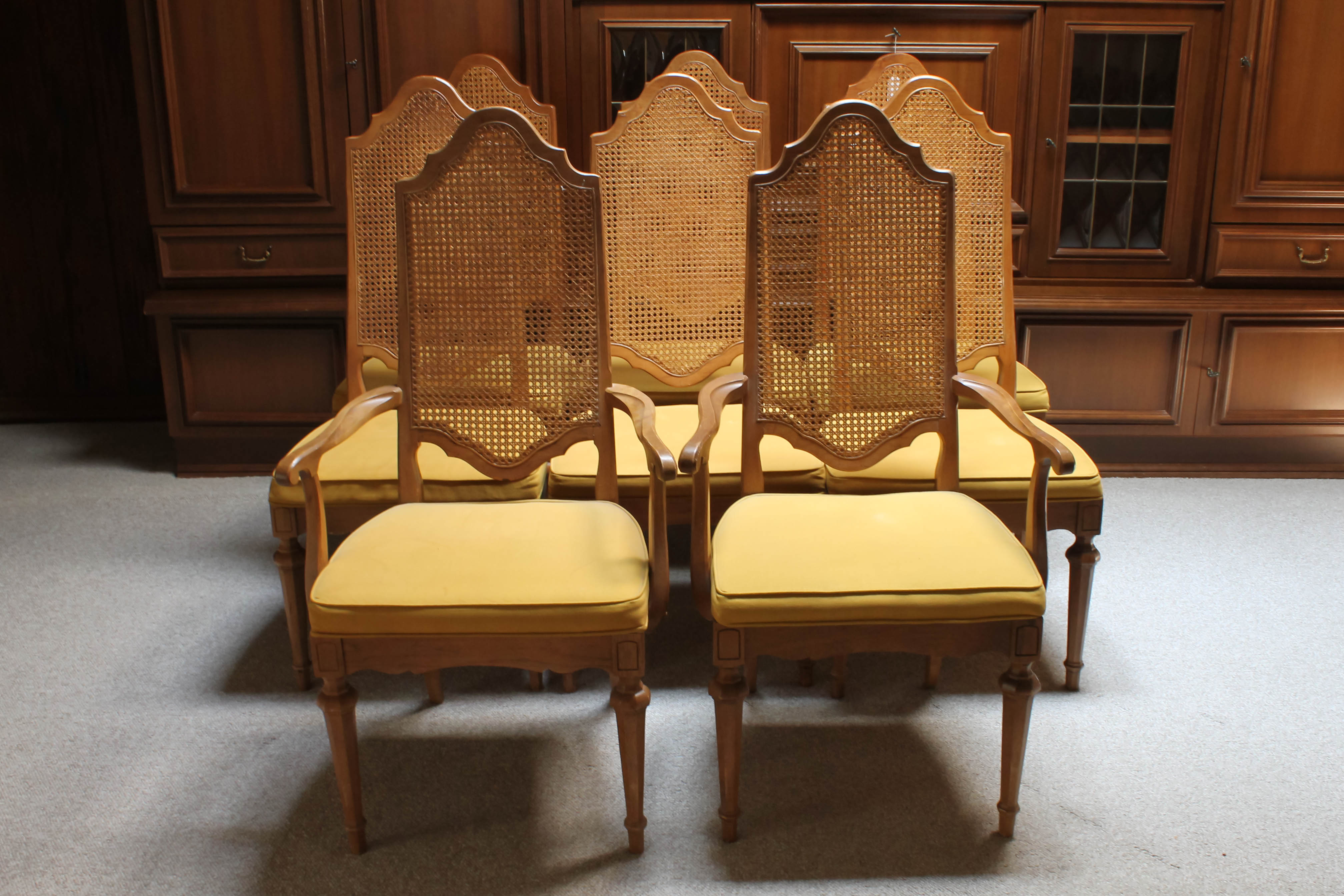 Set of Bernhardt Furniture Cane Dining Chairs