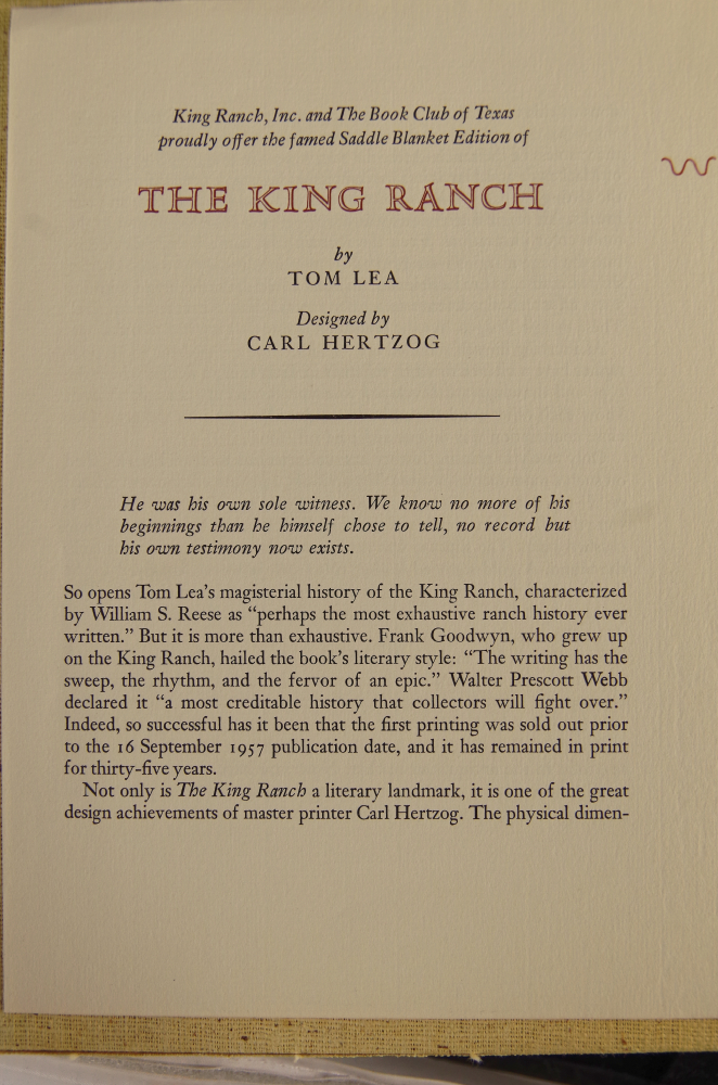 "The King Ranch" 1957 Saddle Blanket Binding 2 Volume Set