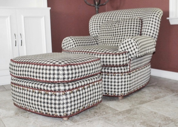 Pearson Black /White Houndstooth Club Chair with Ottoman