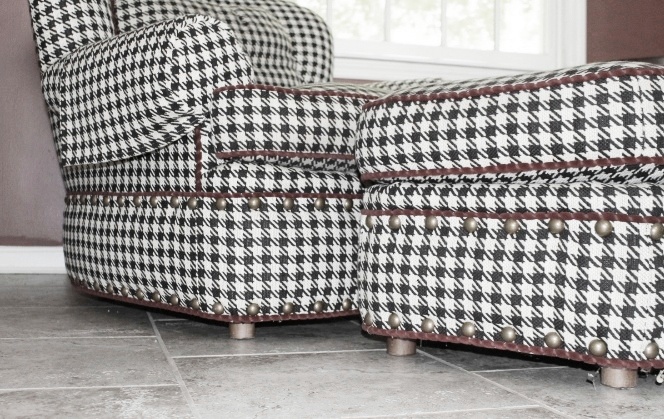 Pearson Black /White Houndstooth Club Chair with Ottoman