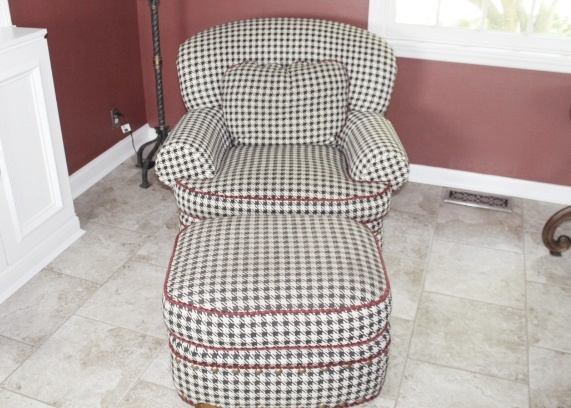Pearson Black /White Houndstooth Club Chair with Ottoman