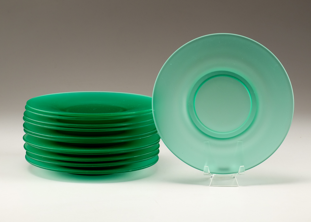 Green Satin Depression era Plates