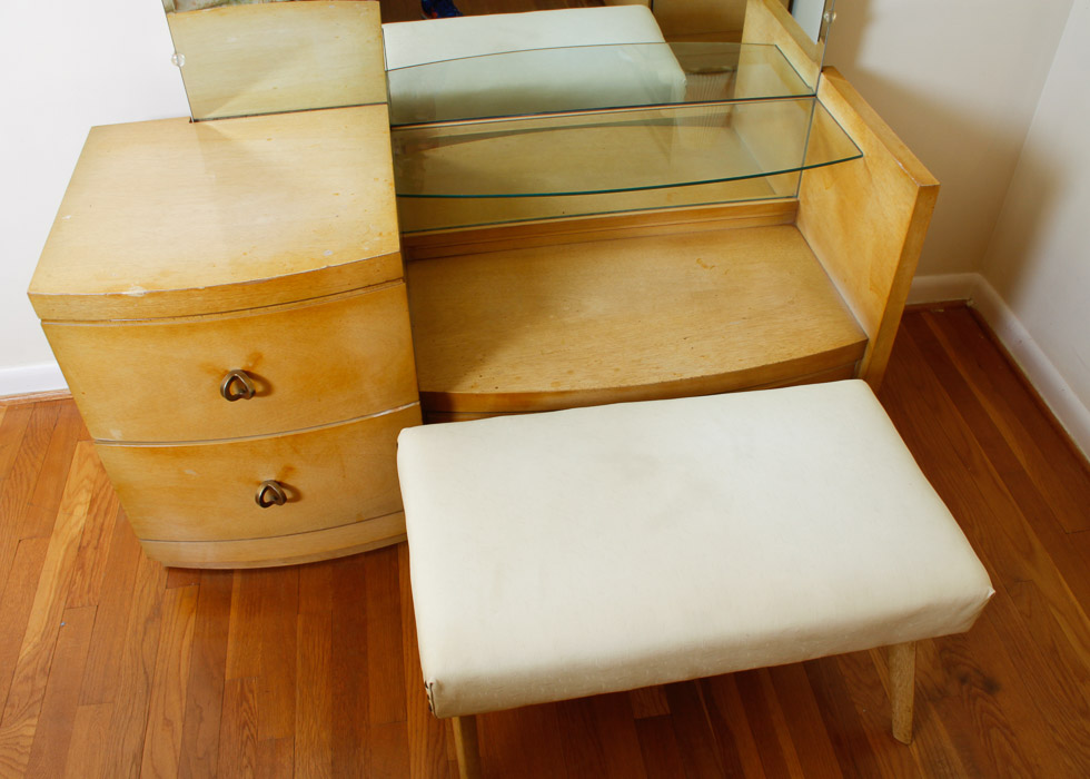Mid-Century Modern Blonde Maple Vanity