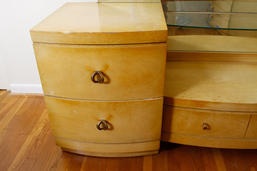 Mid-Century Modern Blonde Maple Vanity