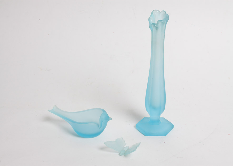 Frosted Blue Glass Decorative Items