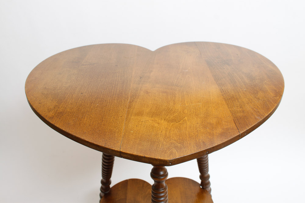 Heart Shaped Wood End Table