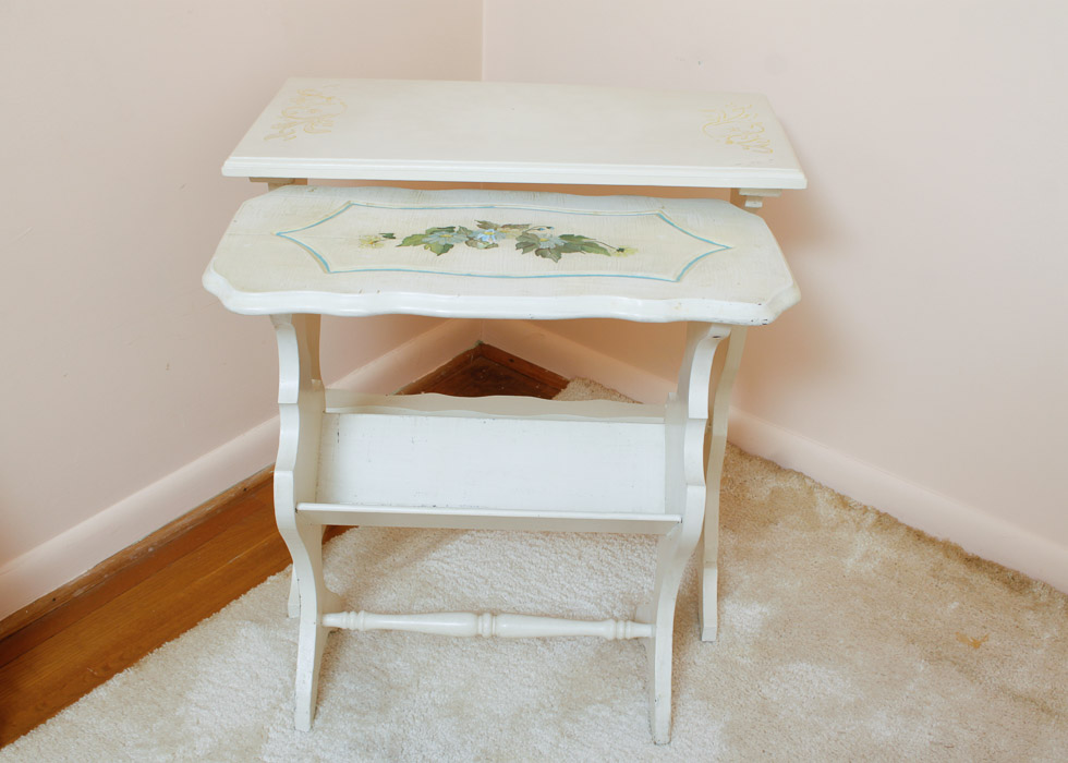 Two Painted Wood End Tables