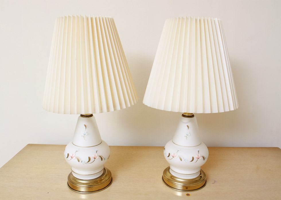 Pair of Painted Glass Table Lamps