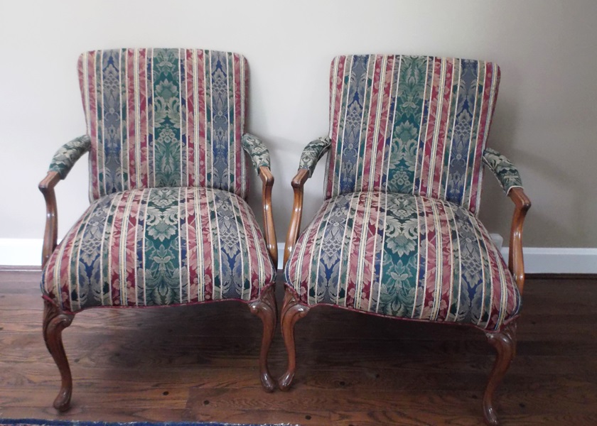 Two Contemporary Louis XV Style Open Armchairs