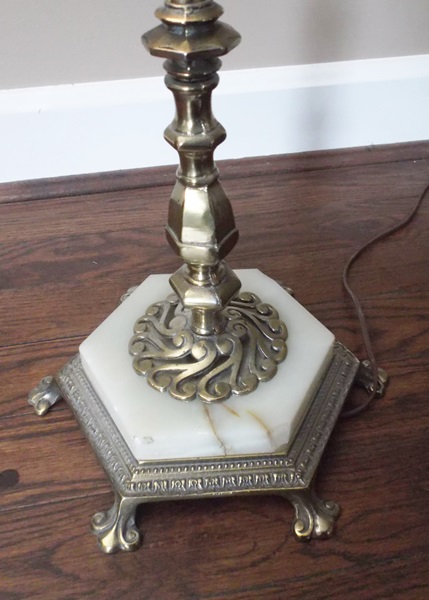 Brass and White Onyx Floor Lamp