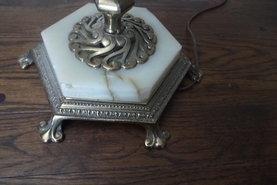 Brass and White Onyx Floor Lamp