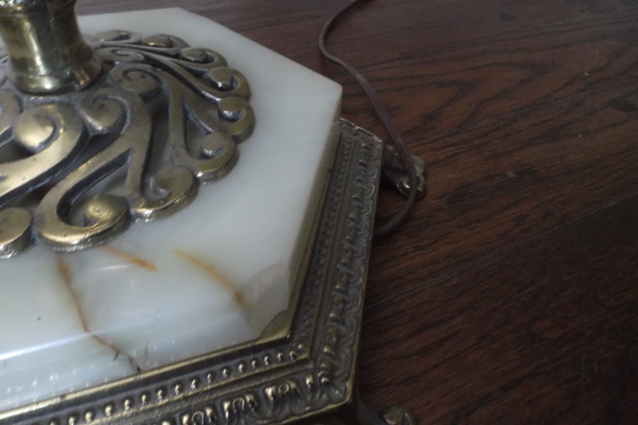 Brass and White Onyx Floor Lamp