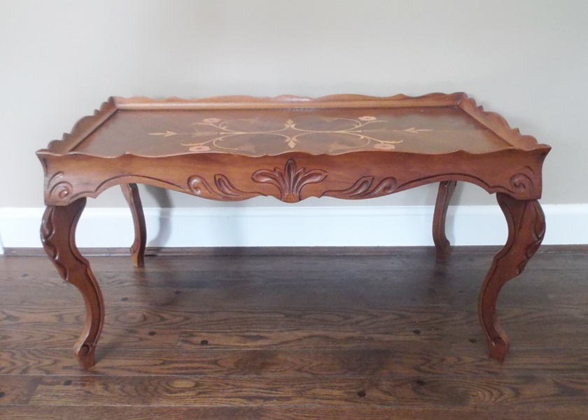 Hand Carved French Marquetry Inlay Coffee Table