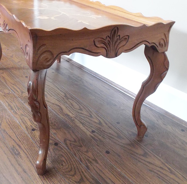 Hand Carved French Marquetry Inlay Coffee Table