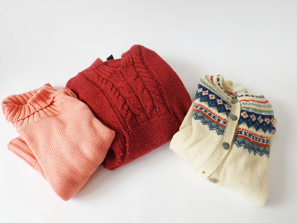 Three Women's Sweaters, Including One Handknit Norwegian Sweater
