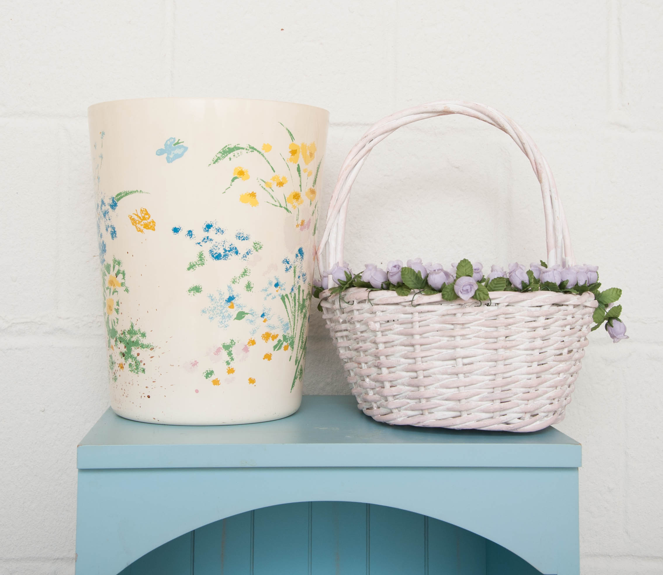 Blue Shelf and Assorted Baskets