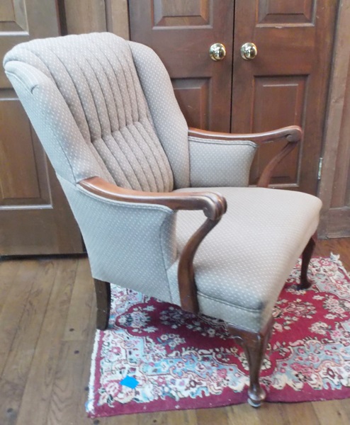 1950's Queen Anne Style Channel Back Armcahir