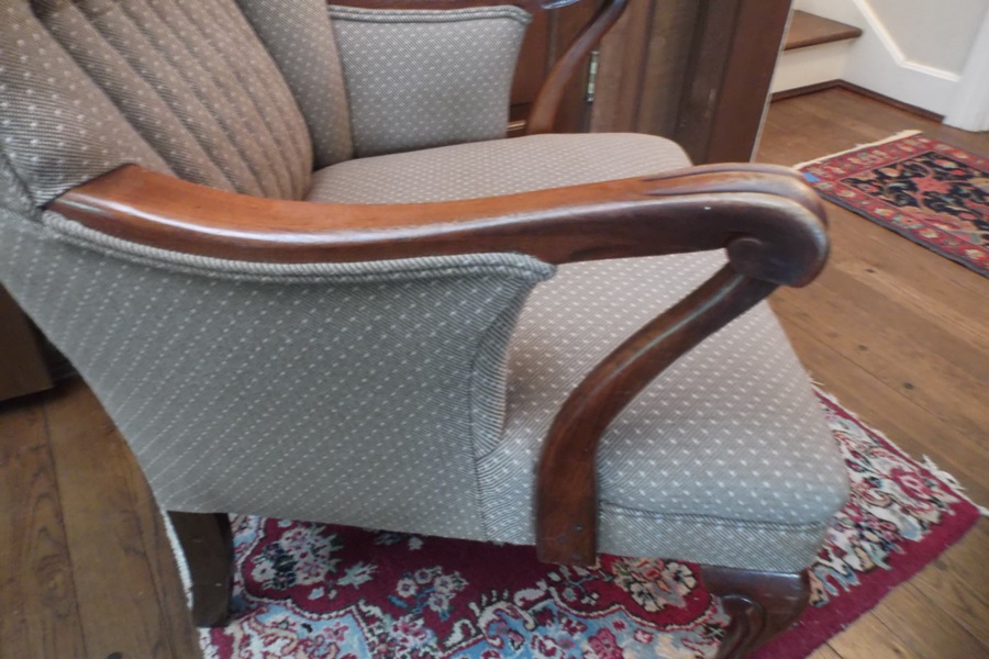 1950's Queen Anne Style Channel Back Armcahir