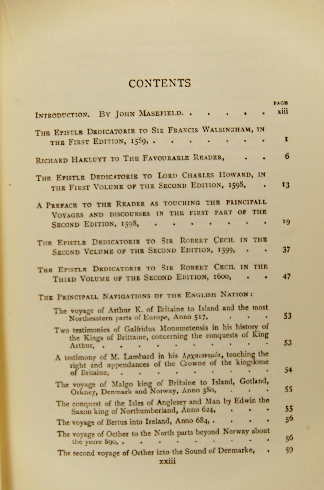 "The Principal Navigations, Voyages, Traffiques & Discoveries of the English Nations" by Hakluyt, 1927 J. M. Dent