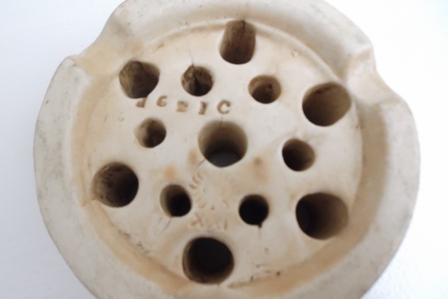 1921 Light Brown Rookwood Pottery Flower Frog