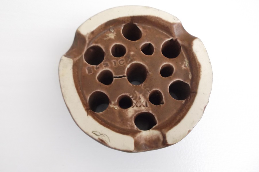 1921 Dark Brown Rookwood Pottery Flower Frog