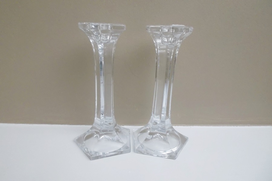 Chippendale Style Crystal Candlesticks